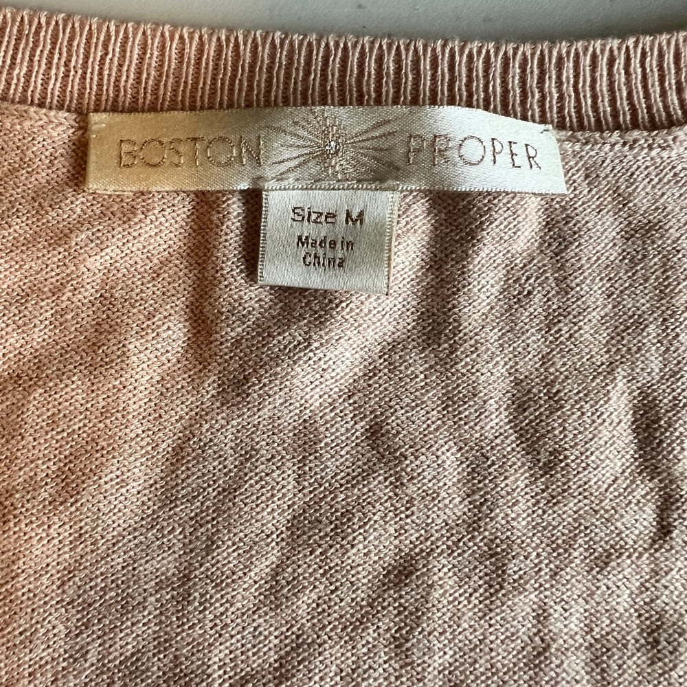 Boston Proper Pale Pink Studded Rhinestone Sweater Size M - Picture 5 of 11